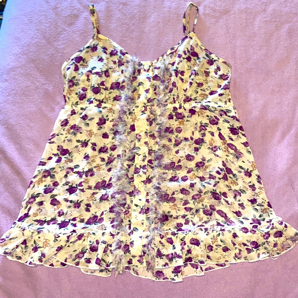 EXPRESS Floral See Through Cami Blouse